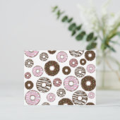 Donuts, roze donuts, bruine donuts briefkaart (Staand voorkant)
