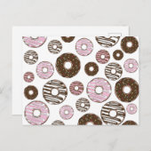 Donuts, roze donuts, bruine donuts briefkaart (Voorkant / Achterkant)