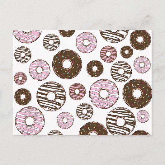 Donuts, roze donuts, bruine donuts briefkaart (Voorkant)
