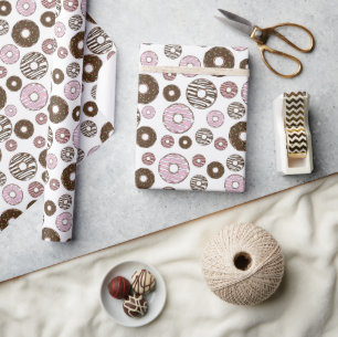 Donuts, roze donuts, bruine donuts cadeaupapier