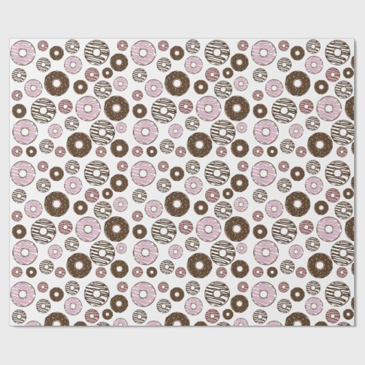 Donuts, roze donuts, bruine donuts cadeaupapier (Vlak)