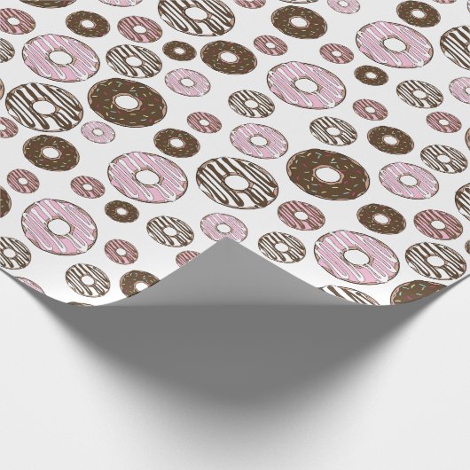 Donuts, roze donuts, bruine donuts cadeaupapier (Hoek)