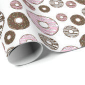 Donuts, roze donuts, bruine donuts cadeaupapier (Rol Hoek)