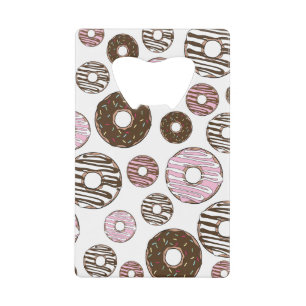 Donuts, roze donuts, bruine donuts creditkaart flessenopener