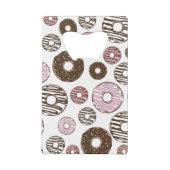 Donuts, roze donuts, bruine donuts creditkaart flessenopener (Achterkant)