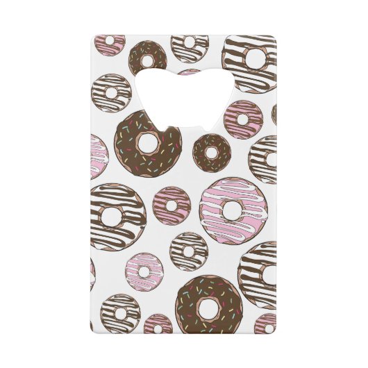Donuts, roze donuts, bruine donuts creditkaart flessenopener (Achterkant)