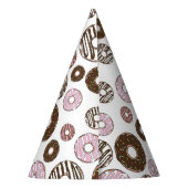 Donuts, roze donuts, bruine donuts feesthoedjes (Achterkant)