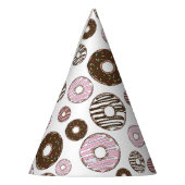 Donuts, roze donuts, bruine donuts feesthoedjes (Links)