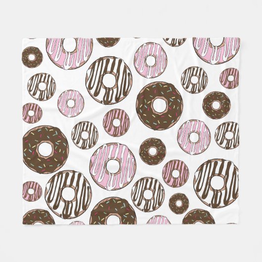 Donuts, roze donuts, bruine donuts fleece deken (Voorkant (Horizontaal))