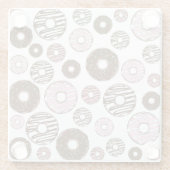 Donuts, roze donuts, bruine donuts glazen onderzetter (Achterkant)