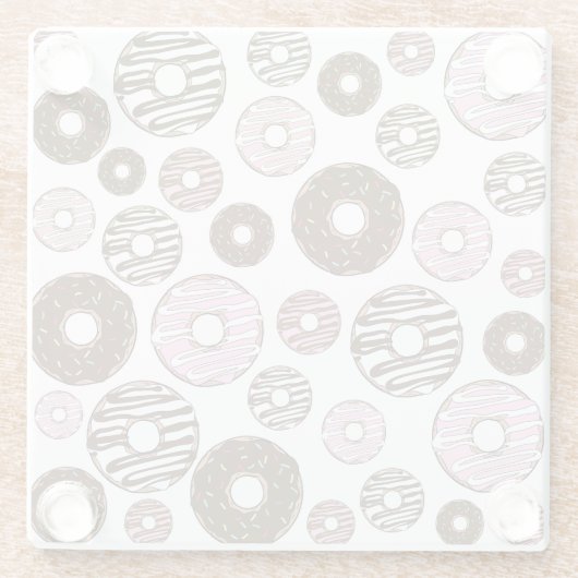 Donuts, roze donuts, bruine donuts glazen onderzetter (Achterkant)