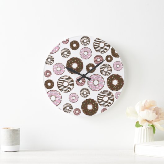 Donuts, roze donuts, bruine donuts grote klok (Huis)
