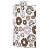 Donuts, roze donuts, bruine donuts heupfles (Links)