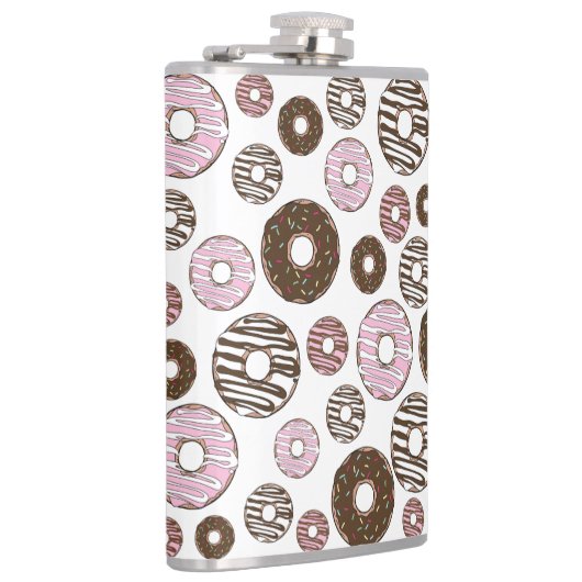 Donuts, roze donuts, bruine donuts heupfles (Rechts)