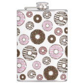Donuts, roze donuts, bruine donuts heupfles (Voorkant)