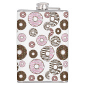 Donuts, roze donuts, bruine donuts heupfles (Achterkant)