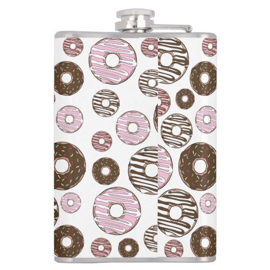 Donuts, roze donuts, bruine donuts heupfles (Achterkant)