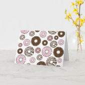 Donuts, roze donuts, bruine donuts kaart (Gele Bloem)