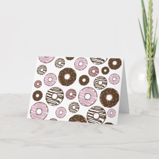 Donuts, roze donuts, bruine donuts kaart (Voorkant)