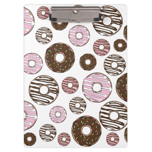 Donuts, roze donuts, bruine donuts klembord (Voorkant)