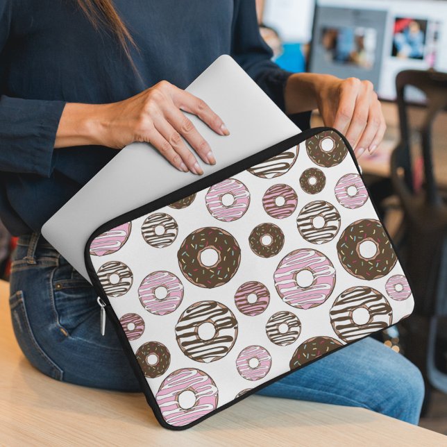 Donuts, roze donuts, bruine donuts laptop sleeve (Creator heeft geüpload)