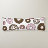 Donuts, roze donuts, bruine donuts lichaamskussen (Achterkant)