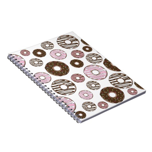 Donuts, roze donuts, bruine donuts notitieboek (Rechterzijde)