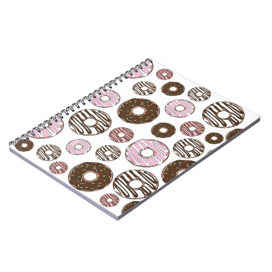 Donuts, roze donuts, bruine donuts notitieboek (Linkerzijde)