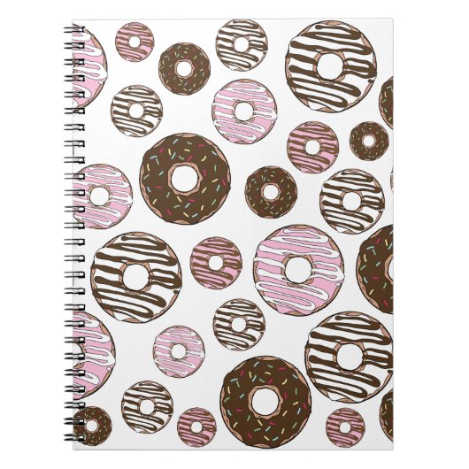 Donuts, roze donuts, bruine donuts notitieboek (Voorkant)