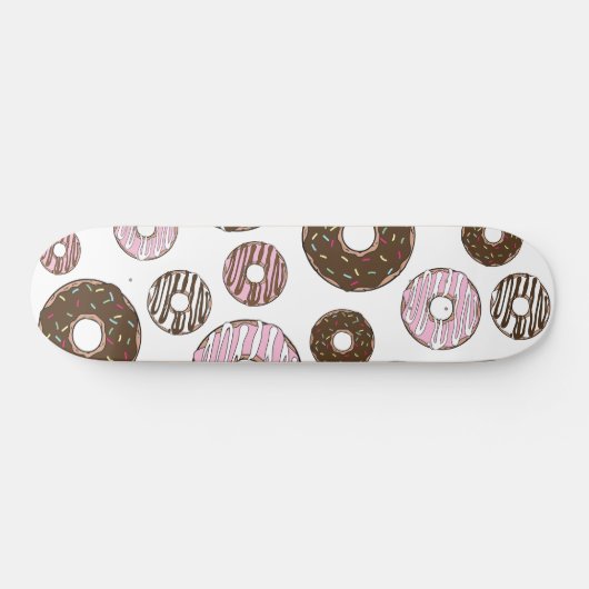 Donuts, roze donuts, bruine donuts persoonlijk skateboard (Horizontaal)