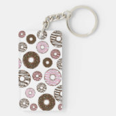 Donuts, roze donuts, bruine donuts sleutelhanger (achterkant)