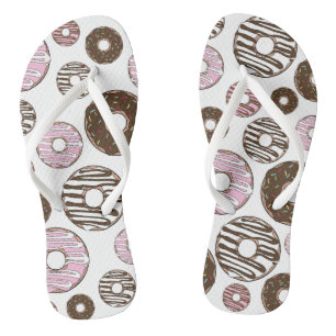 Donuts, roze donuts, bruine donuts teenslippers