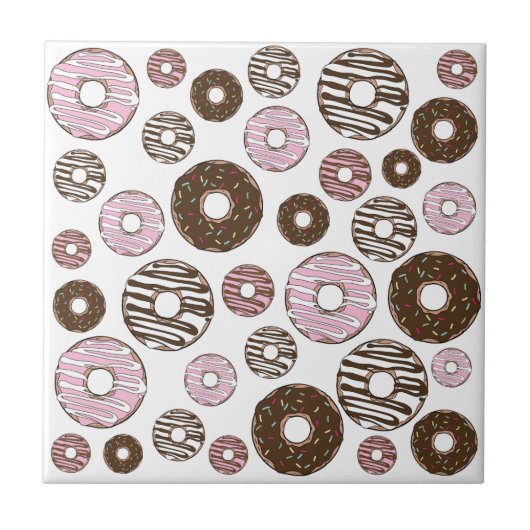 Donuts, roze donuts, bruine donuts tegeltje (Voorkant)