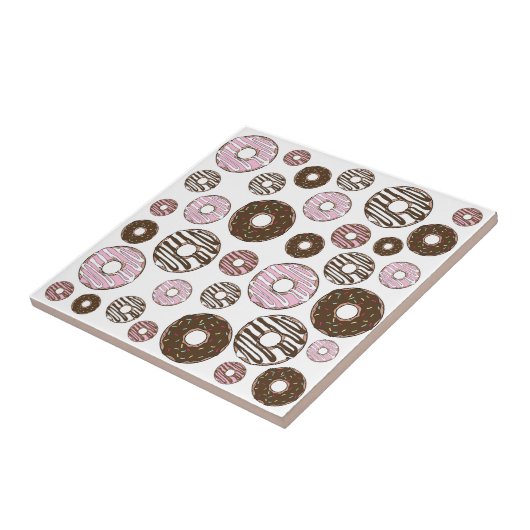 Donuts, roze donuts, bruine donuts tegeltje (Zijkant)