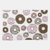 Donuts, roze donuts, bruine donuts theedoek (Horizontaal)