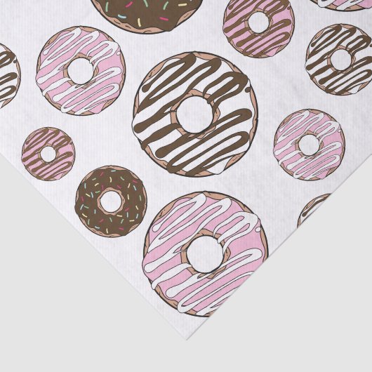 Donuts, roze donuts, bruine donuts tissuepapier (Detail)