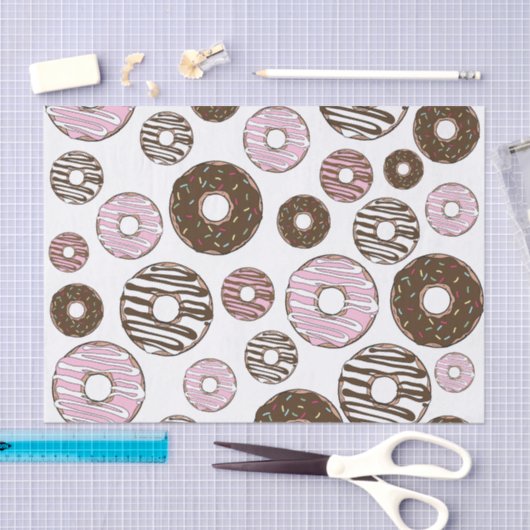 Donuts, roze donuts, bruine donuts tissuepapier (Craft)