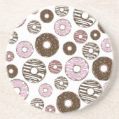 Donuts, roze donuts, bruine donuts zandsteen onderzetter (Voorkant)