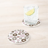 Donuts, roze donuts, bruine donuts zandsteen onderzetter (Zijkant)