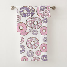 Donuts, roze donuts, Paarse donuts Bad Handdoek
