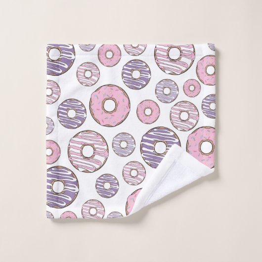 Donuts, roze donuts, Paarse donuts Bad Handdoek (Wasdoekje)