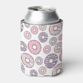 Donuts, roze donuts, Paarse donuts Blikjeskoeler (Blikje Voorkant)