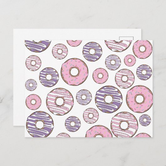 Donuts, roze donuts, Paarse donuts Briefkaart (Voorkant / Achterkant)