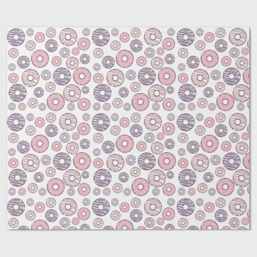 Donuts, roze donuts, Paarse donuts Cadeaupapier (Vlak)
