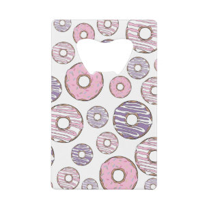 Donuts, roze donuts, Paarse donuts Creditkaart Flessenopener