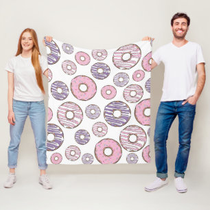 Donuts, roze donuts, Paarse donuts Fleece Deken