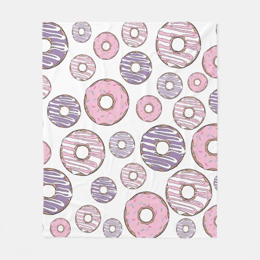 Donuts, roze donuts, Paarse donuts Fleece Deken (Voorkant)