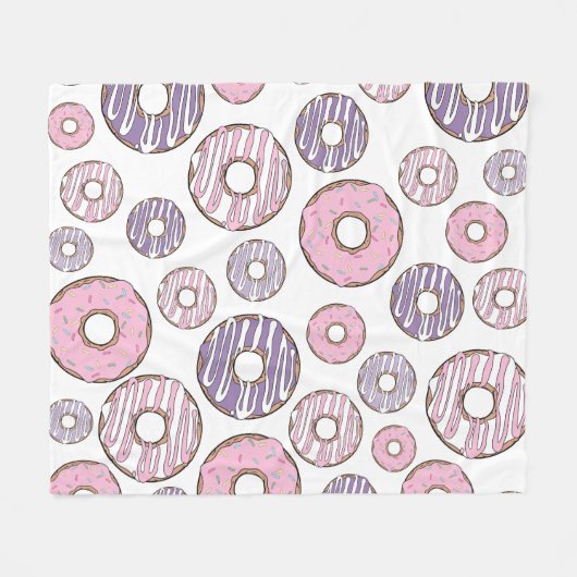 Donuts, roze donuts, Paarse donuts Fleece Deken (Voorkant (Horizontaal))