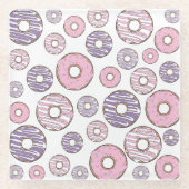 Donuts, roze donuts, Paarse donuts Glazen Onderzetter (Voorkant)