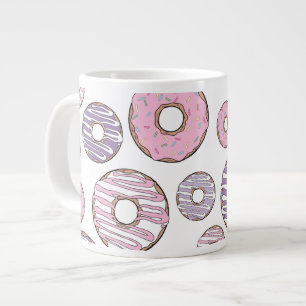 Donuts, roze donuts, Paarse donuts Grote Koffiekop